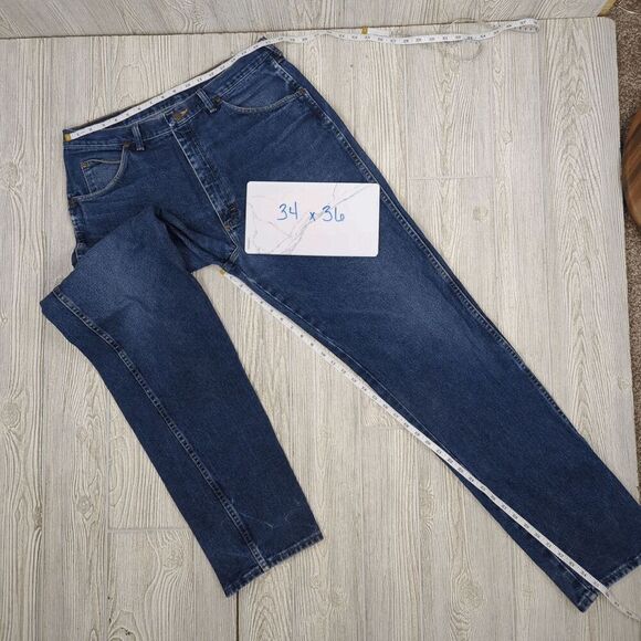 Vintage Wrangler Ruggedwear Men's Size 34x36 Blue Classic Straight Leg Jeans - Picture 7 of 9